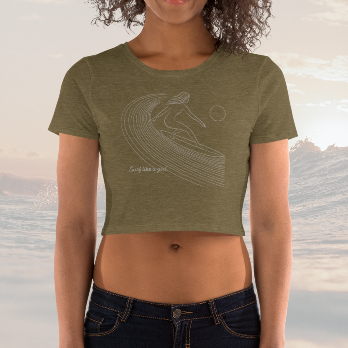 Women’s "Surf Like A Girl" Crop Tee